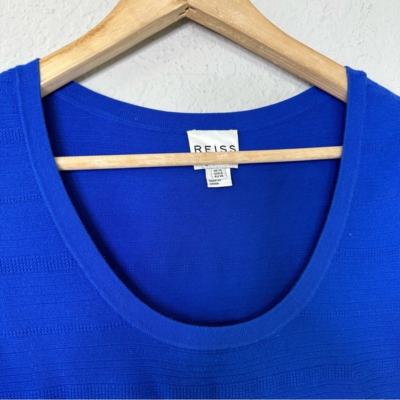 Reiss Hallie Ribbed Fit And Flare Blue Dress - Picture 10 of 13